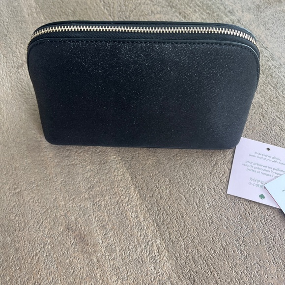 NWT kate spade Black Glitter Shimmy Small Cosmetics Bag NWT - Picture 7 of 11